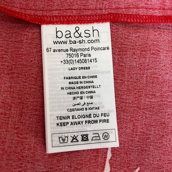 Ba&sh Paule Tiered Floral Midi Dress Medium Red Ruffle V-Neck - Picture 10 of 10